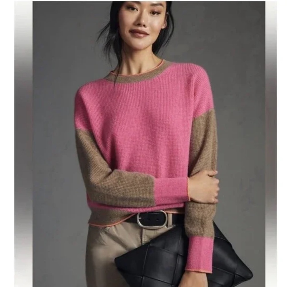 Anthropologie Maeve Colorblock Cashmere Sweater
Size Small Soft Luxury